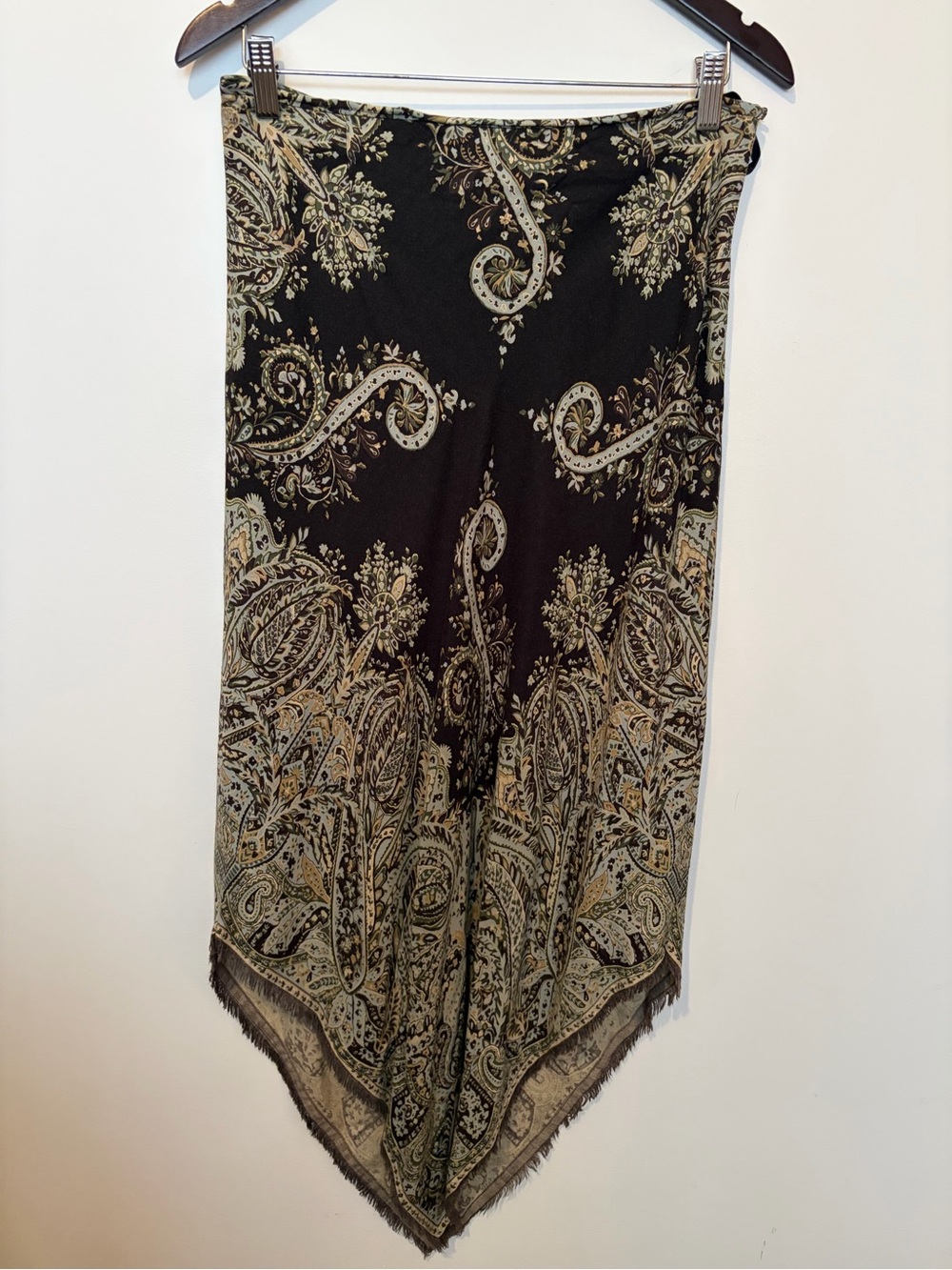 GAP Vintage Wool-Blend Paisley Print Fringe  Skirt - 8